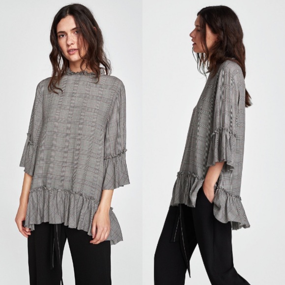 Zara Tops - Zara Plaid Ruffle Top
